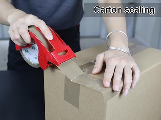 BOMEI PACK Brown Packing Tape with Dispenser, 2.6 Mil 1.88 Inch x 60 Yards, 6 Refills Rolls Moving Tape for Box Packaging, Shipping and Storage-DeskLoop Office