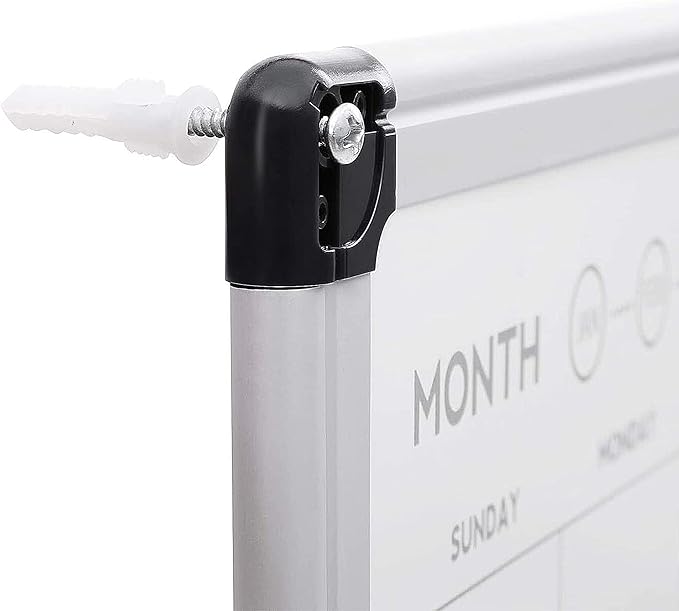 Amazon Basics 24" x 36" Monthly Whiteboard Calendar with Cork Board, Wall Mounted, Easy to Install, Silver Aluminum Frame-DeskLoop Office