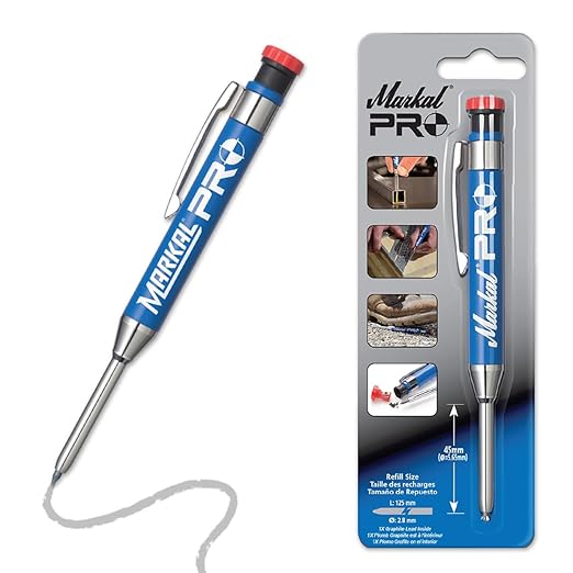 Markal 96270 - Markal PRO Holder with 1 Graphite Lead, Built-in Sharpener, 1 Click Advance, Heavy-Duty Metal Barrel Construction & Extended Needle-Nose Tip for Use in Toughest Jobs-DeskLoop Office
