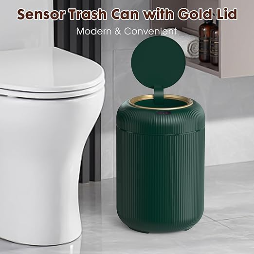 Procade Automatic Motion Sensor Bathroom Trash Can with Lid, 3 Gallon Touchless Trash Bin, Smart Plastic Garbage Can Small Green Wastebasket for Toilet, Office, rv, Bedroom, Living Room-DeskLoop Office