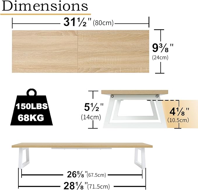 TEAMIX 31.5 inch Dual Monitor Riser - Wide TV Stand for 2 Monitors - Wood & Steel Desktop Riser for Dual Screen Office Desk Organization-DeskLoop Office