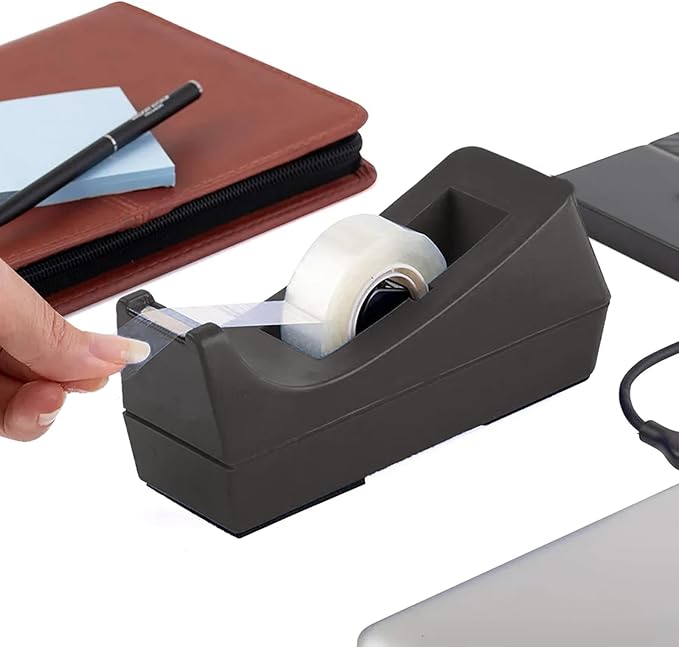 Transparent Tape with Dispenser 6 Pack Tape Dispensers Desk unweighted Non Skid Base Desktop Dispenser Bulk for Office Home School-DeskLoop Office