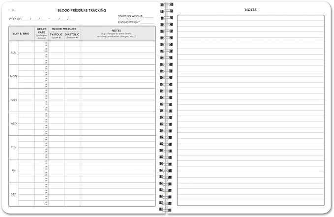 BookFactory Blood Pressure Log Book/Blood Pressure Monitoring Logbook/Personal Medical Tracking Notebook - 104 Pages, 8.5” x 11”, Wire-O (LOG-104-7CW-PP(Blood-Pressure))-DeskLoop Office