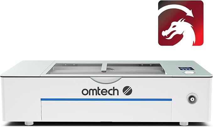 OMTech Polar+ 55W CO2 Laser Engraver Cutter with LightBurn, 20"x12" Work Area, 5MP Camera, Dual Rotary Axes, 500mm/s Speed, with Water Pump, Laser Cutting Machine for Wood Acrylic Glass More-DeskLoop Office