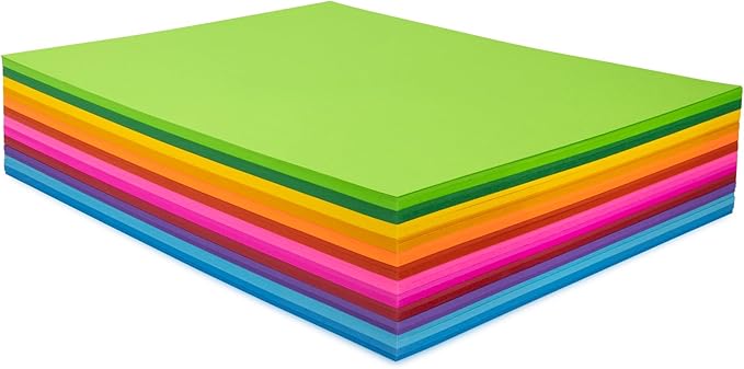 Hygloss Bright Colored Cardstock - 11x17-Inch, 12 Assorted Colors, 144 Sheets, 65 lb/ 176 gsm, Fade-Resistant, Acid-Free Color Card Stock Paper-DeskLoop Office