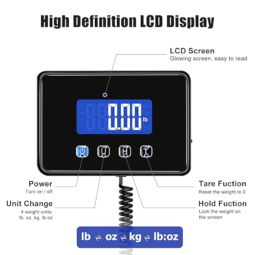 Shipping Scale, 660lbs Heavy Duty Digital Luggage Scale for Packages, 0.35oz High Accurate Postage Scale for Small Business, Warehouse, Home Use, Battery & Charging Cable Include-DeskLoop Office