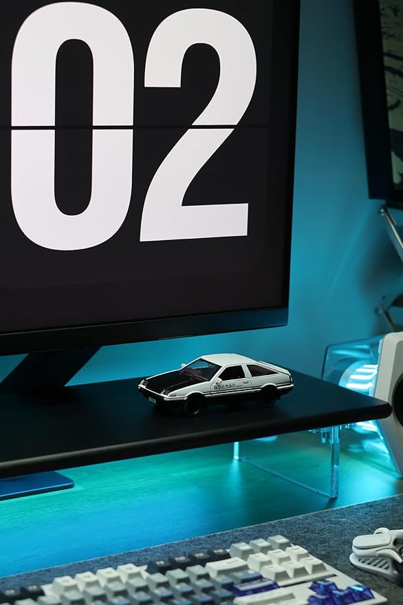 Bamboo Monitor Stand Riser with RGB Lights,31.5 Inches Desktop Shelf with Acrylic Legs Supports for Desk, PC Computer Monitor, Laptops, Printer, Speakers (Black)-DeskLoop Office