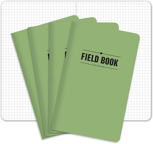 Elan Publishing Company Field Notebook/Journal - 5"x8" - Green Cover - Graph Book - Pack of 4-DeskLoop Office