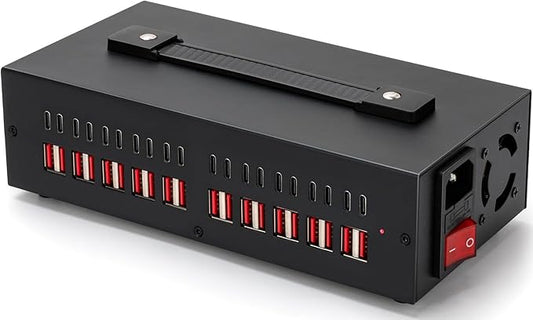 300W USB~c Charging Station, 40 Port (20 USB A & 20 USB~C Port) USB Charger Block, Fast Charging Station for Multiple Devices, Desktop Charger Compatible for iPhone, iPad, Tablets-DeskLoop Office