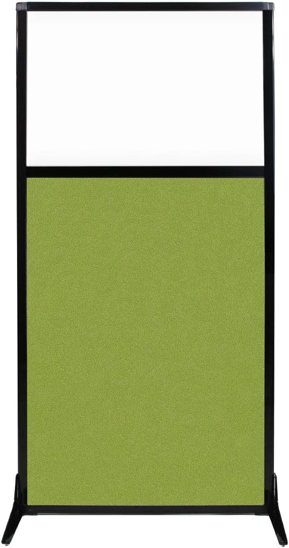 Versare Workstation Partition | Portable Wall Divider | Modern Office Cubicle | Free Standing Privacy Screen | Flexible Work Space | 33" x 70" W/Window, Lime Green Fabric Panels-DeskLoop Office