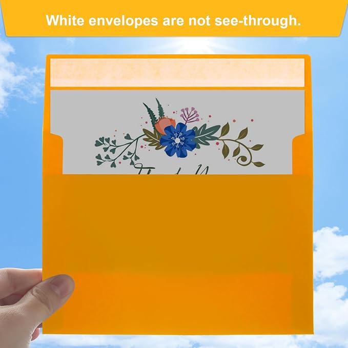 Joyberg 50 Pack Yellow 5x7 Envelopes - Self Seal for Weddings, Photos, Greeting Cards & Mailing-DeskLoop Office