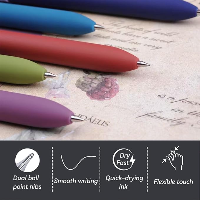 Gel Pens, 5Pcs 0.5mm Fine Point Black Ink Pens With Smooth Wirting,Office Desk Accessories,Quick Dry Pens For Journaling,Ballpoint for School Supplies, Gift for Women Men Student(Retro)-DeskLoop Office