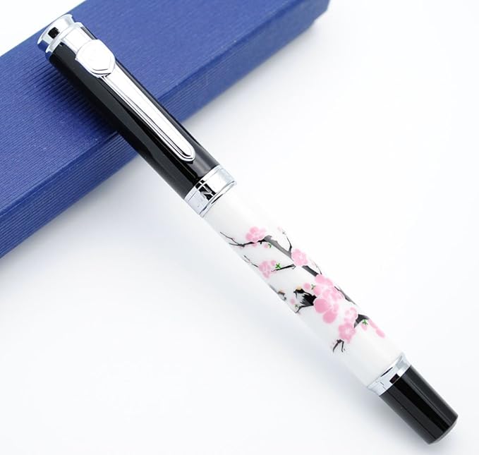 JINHAO 8802 Fountain Pen F Nib (Birds and Wintersweet Painting)-DeskLoop Office