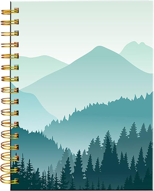 iampanda Spiral Journal Notebook,Strong Twin-Wire Binding with Premium Paper for Girl Women,60 Sheets A5 College Ruled Notebook/Journal,Perfect for School Office Home Gifts,Beautiful Green Mountain-DeskLoop Office