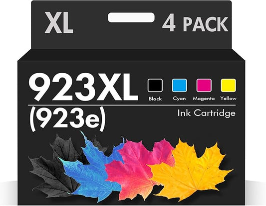 923 Ink Cartridges Combo Pack: Replacement for HP 923e 923XL 923 Ink Cartridges for Printers OfficeJet Pro 8120 8130 8122 8124 8125 8132 8134 8135 8138 8139 (4 Pack Black Cyan Yellow Magenta)-DeskLoop Office