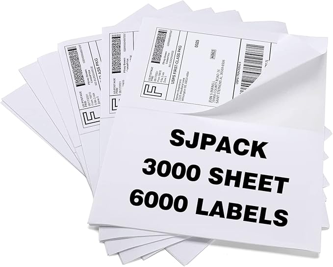 6000 Half Sheet Laser/Ink Jet Shipping Labels Mailing Blank White Labels-DeskLoop Office