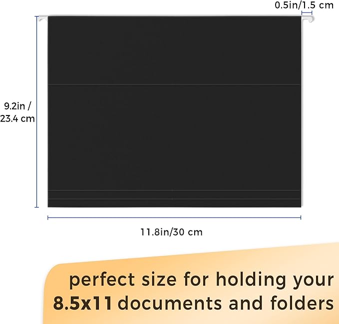 SUNEE 25 Pack Hanging File Folders, Black Folders, Hanging File Folders Letter Size with 1/5-cut Tabs, Stay Organized for Your Home and Office Bulk File and Documents-DeskLoop Office