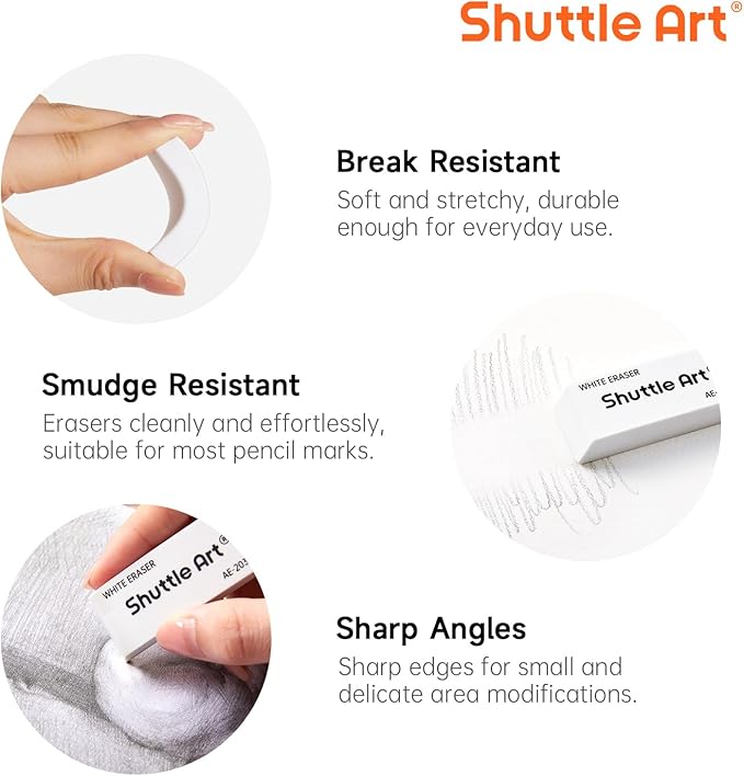 Shuttle Art White Erasers, 120 Pack Erasers Bulk, Smudge Resistant Eraser for Pencils, School Supplies for Kids, Students, Teachers, Office-DeskLoop Office