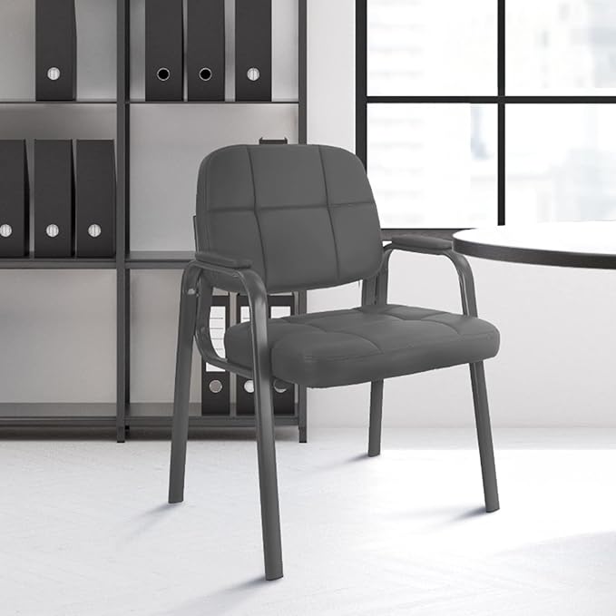 CLATINA Waiting Room Guest Chair with Bonded Leather Padded Arm Rest for Office Reception and Conference Desk(Grey 8 Pack)-DeskLoop Office