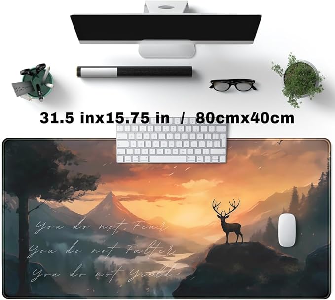 Misty Forest Desk Pad Mat Anime Mouse Pad Gaming Playmat, Large Mouse Pad Deer Desk Mouse Laptop Keyboard Pad Computer Mats for Desktop Full Desk Mouse Pads Office Desk Game(31.5x15.8 in)-DeskLoop Office