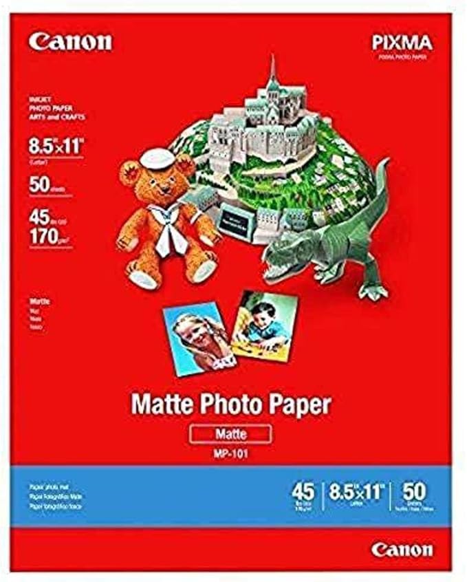 Canon Ink and Photo Paper Bundle - PG-243/ CL-244 Ink Multi pack for TR4520, MX492, MG2520, MG2922, TS302 and TS202 Printers + Canon 7981A004 Photo Paper Plus Matte 8-1/2 x 11 50 Sheets-DeskLoop Office