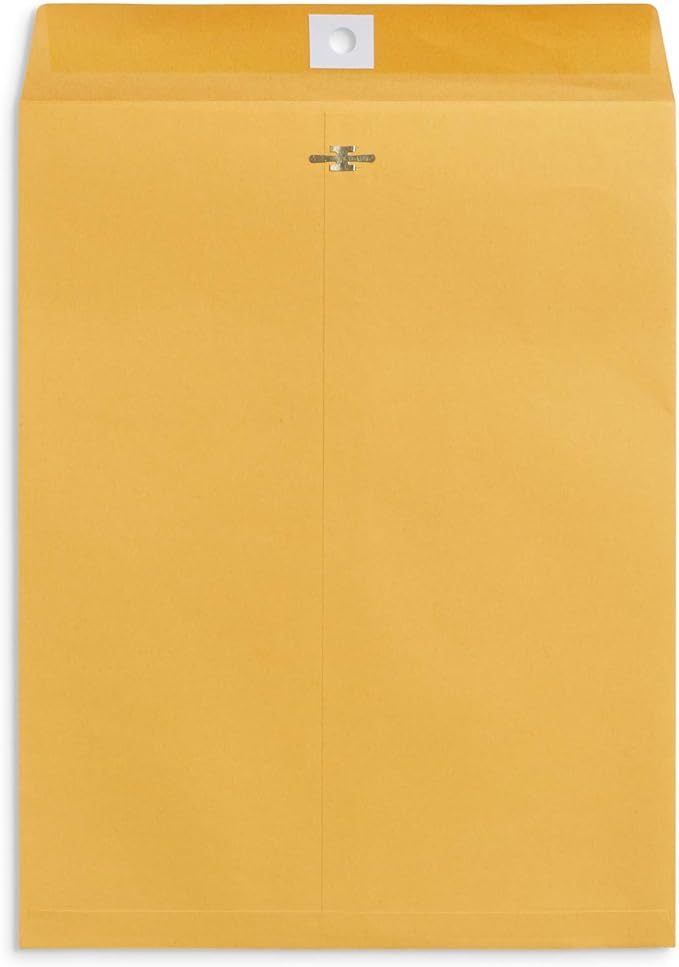 Blue Summit Supplies 100 10” x 13” Clasp Envelopes with Gummed Seal, Large Clasp Mailing Envelopes Made From 28lb Kraft Paper, For Mailing Larger Papers or Magazine, Bulk 100 Pack