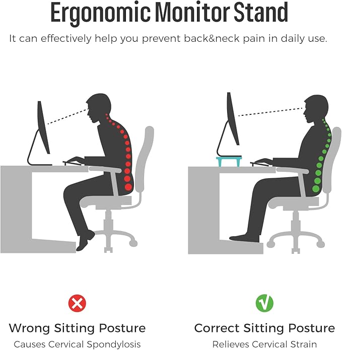 loukin Monitor Stand Riser for Desk, 22.4" x 8.3" Larger Computer Stand for Laptop, PC, Printer, Sturdy Desktop Computer Shelf with Non-Skid Rubber, Home Office (Brown)-DeskLoop Office