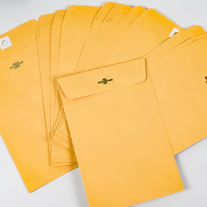 6” x 9” Clasp Envelopes with Gummed Seal Brown Kraft Catalog Envelopes Clasp Mailing Envelopes for Home, Office, Business 28 lb Kraft Paper,Pack of 30-DeskLoop Office