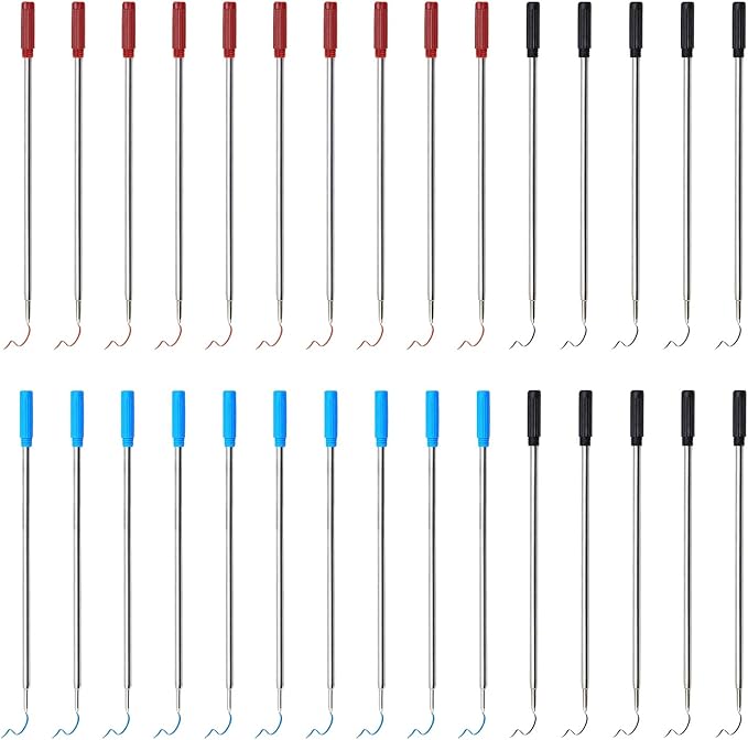 0.7 mm Ballpoint Ink Twist Pen Refills, 15 Pcs Medium Point Metal Smooth Writing Replaceable Ink Refill, Stationery Compatible for Cross Ballpoint Replacement (4.6in M) (Black+Red+Blue, 30)-DeskLoop Office