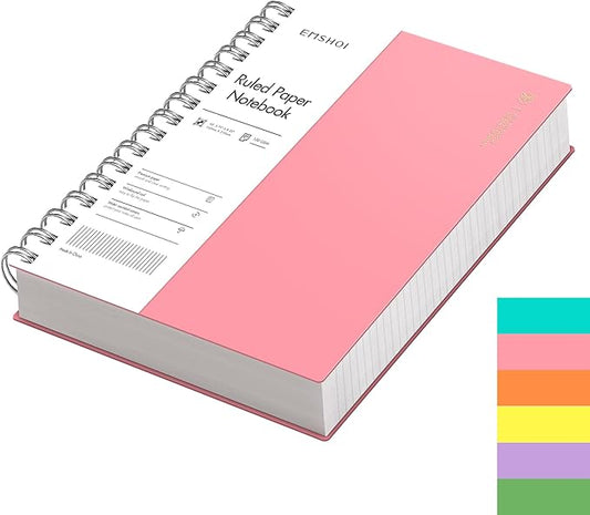 EMSHOI A5 Spiral Notebook College Ruled Lined Journal, Small 5.7" X 8.22", 300 Pages/150 Sheets, 100gsm Thick Paper, Waterproof Hardcover, for Office School Women Men Work Writing Notes-Pink-DeskLoop Office