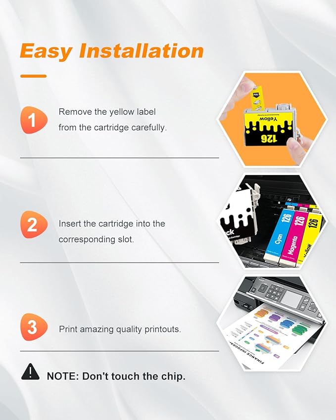 126 Ink Cartridges Remanufactured Replacement for Epson 126 Ink Cartridges for Epson 126 T126 Ink use for Epson Workforce WF-3520 WF-3540 WF-7010 435 545 645 845 60 Stylus NX430 (10 Pack,126 Ink)-DeskLoop Office