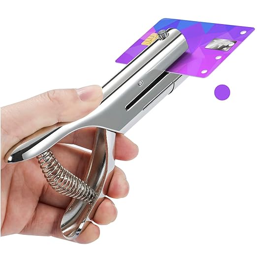 Hole Punch 2" Reach 3/8 inch Single Hole Punch,Heavy Duty Hole Puncher Single,Paper Punch Portable Hand Held Long Hole Puncher for Paper Cards Plastic Cardboard (Silver) (3/8"-10mm Hole)-DeskLoop Office