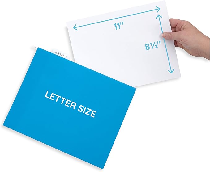 Blue Summit Supplies Hanging File Folders, 25 Reinforced Hang Folders, Designed for Home and Office Color Coded File Organization, Letter Size, Blue, 25 Pack-DeskLoop Office