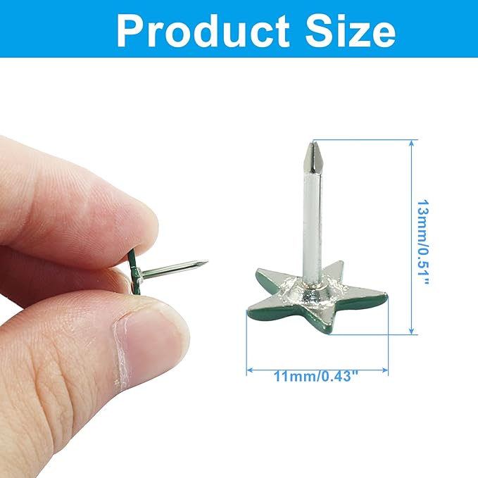 Piutouyar 150 Pcs Star Push Pins, Dark Green Upholstery Tacks Star Shaped Decorative Thumb Tacks Metal Upholstery Pins for Upholstered Furniture Cork Board DIY Projects or Home Decor 11 x 13mm-DeskLoop Office