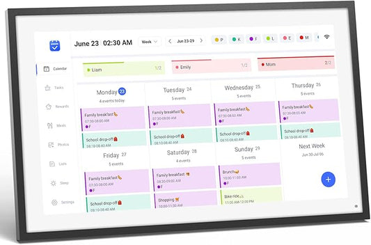 LOOFII 15.6" Smart Digital Calendar – 1920×1080 Full HD Touchscreen Family Planner & Calendar with Chore Chart & Meal Planner, Wall-Mountable (Black White)-DeskLoop Office