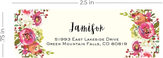 Vibrant Floral and Ivory Rolled Address Labels/Roll of 500 Personalized Address Labels/Designer Return Address Stickers in Elegant Plastic Dispenser-DeskLoop Office
