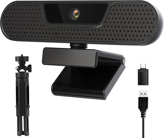 4K Webcam, Computer Camera with 4 Noise-canceling Microphones for Computer/Laptop/Mac, Privacy Cover and Tripod, Work with Video Conference, Live Streaming, Gaming, Video Calls, Zoom-DeskLoop Office