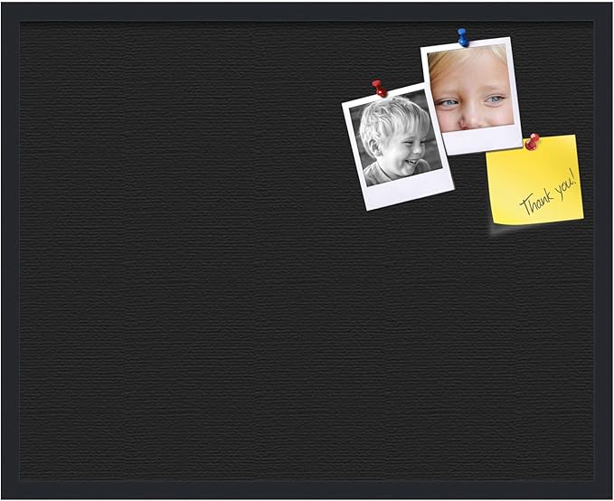 PinPix 30x24 Inch Cork Bulletin Board. This Decorative Framed Pin Board Comes with Solid Black Design and a Satin Black Frame. Ideal for Home Office Decor or Message Board (PinPix-622)-DeskLoop Office