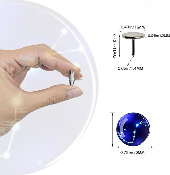 24Pcs Decorative Push Pins,Cute Push Pins,Cork Board Tacks,Cute Thumbtack for Office Decorative (24-Horoscope)-DeskLoop Office