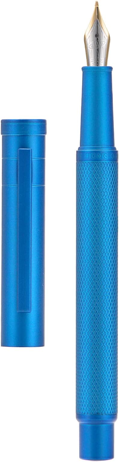 Hongdian 1851 Sky Blue Forest Fountain Pen Blade Nib Classic Design Calligraphy Pen with Converter and Metal Pen Case Set-DeskLoop Office