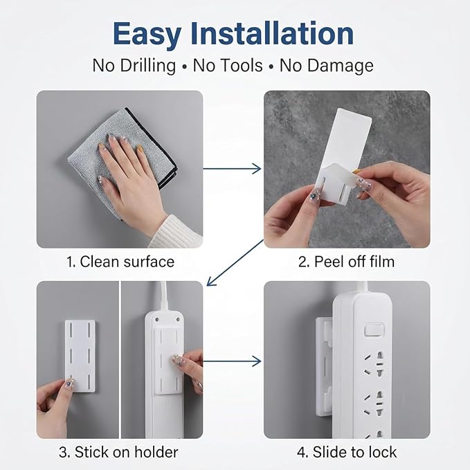 10Pcs Adhesive Punch-Free Socket Holder, Self Adhesive Power Strip Holder - Image 8