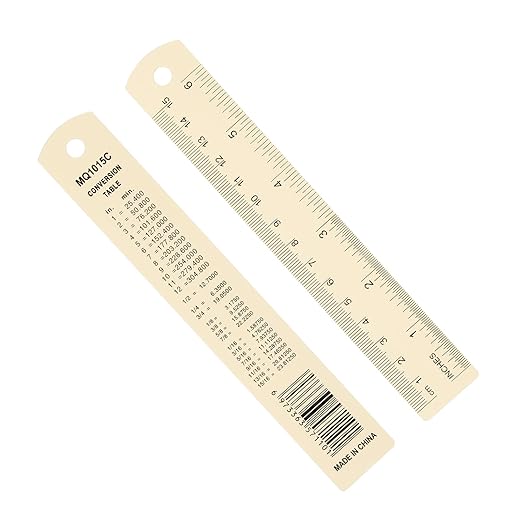 PATIKIL 15cm/6" Metal Ruler, 2 Pack Aluminum Alloy Rulers with Centimeters, Millimeters, Inches and Conversion Table Straight Edge Ruler for Writing Machinist Drafting, Yellow-DeskLoop Office