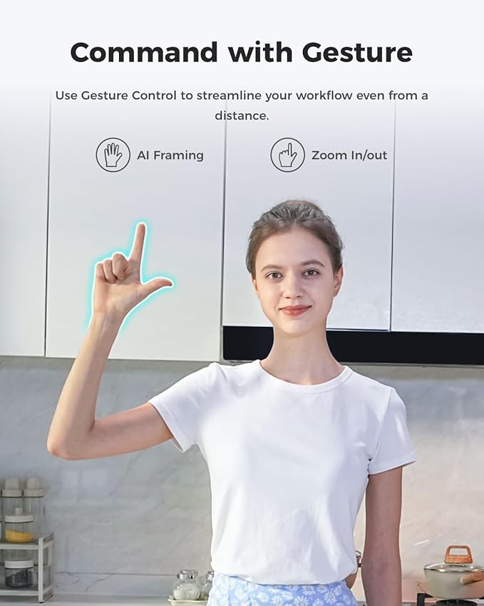 OBSBOT Meet 2-4K Webcam for PC with 1/2" Sensor, AI Framing & Autofocus, Beauty Mode, Lightweight, Gesture Control, HDR, Dual Microphone, 60 FPS, Web Cam for Streaming, Meeting, Gaming. (Aurora Green)-DeskLoop Office