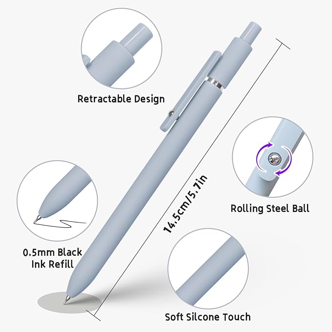 Gel Pens, 10Pcs 0.5mm Black Ink Pens Fine Point Smooth Writing Pens, High-End Series Retractable Pens for Journaling Note Taking, Cute Office School Supplies Gifts for Women (10 Pcs Morandi)-DeskLoop Office