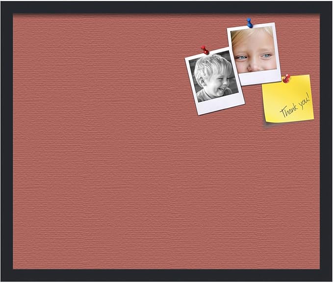 PinPix 24x20 Inch Cork Bulletin Board. This Decorative Framed Pin Board Comes with Crimson Pastel Design and a Satin Black Frame. Ideal for Home Office Decor or Message Board (PinPix-1807)-DeskLoop Office