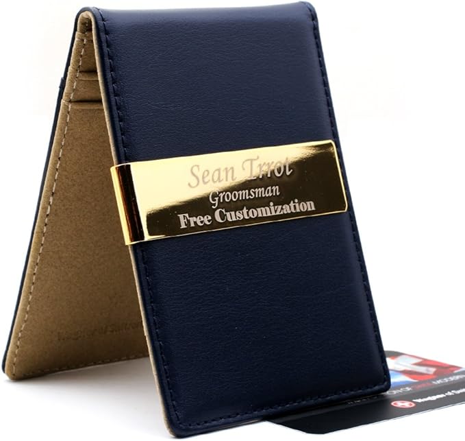 Free engraving - 24K Gold, Mens Leather Money Clips, Roller Ballpen, Ballpoint pen, Ball pen, Groomsmen Gift,Three Lines Each 20 Characters, Free Customization (NAVI)-DeskLoop Office