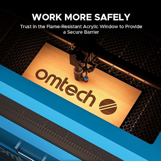 OMTech 90W CO2 Laser Engraver with LightBurn & Water Chiller, 20"x28" Laser Engraving Cutting Machine with 4 Way Pass Through Air Assist Caster Wheel, Commercial Laser Cutter for Wood Glass Acrylic-DeskLoop Office