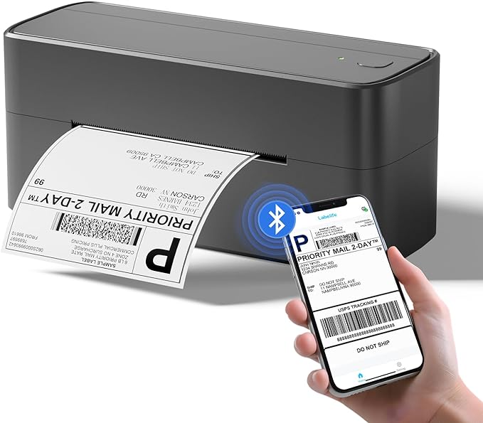 Phomemo Bluetooth Shipping Label Printer, 241BT 4X6 Wireless Thermal Printer for Samll Business, Label Printers for Shipping Package, Compatible with iPhone, Android, Amazon, Shopify, UPSP, Gray-DeskLoop Office