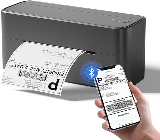 Phomemo Bluetooth Shipping Label Printer, 241BT 4X6 Wireless Thermal Printer for Samll Business, Label Printers for Shipping Package, Compatible with iPhone, Android, Amazon, Shopify, UPSP, Gray-DeskLoop Office