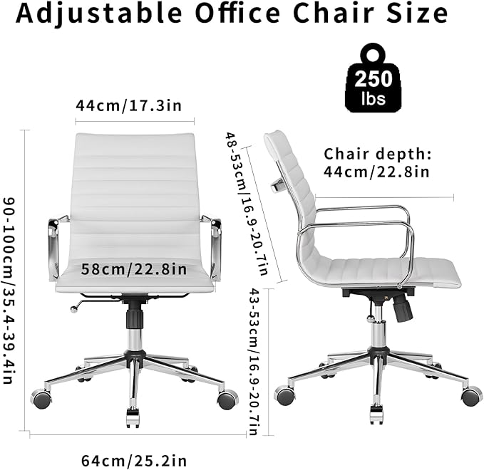 Chair, Desk Computer Chair ,with Armrests ,Ergonomic Office Chair for Home and Office, 17.32 x 22.83 x 35.43 inches, Multiple Colors (White)-DeskLoop Office